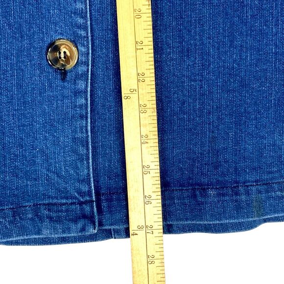 ModCloth Denim Skirt Women 22 Blue Button Front Classic Western Flare Midi Skirt - Picture 10 of 12